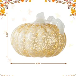 Glitzhome® Amber Dots Fall Pumpkin Glass Tabletop Accent