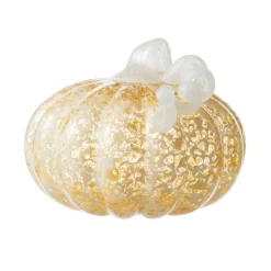 Glitzhome® Amber Dots Fall Pumpkin Glass Tabletop Accent