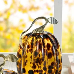 Glitzhome® Amber Dots Glass Pumpkin