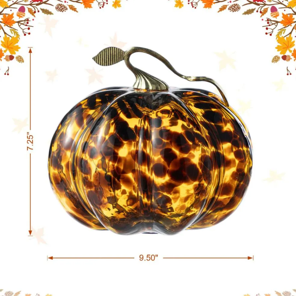 Glitzhome® Amber Dots Glass Pumpkin