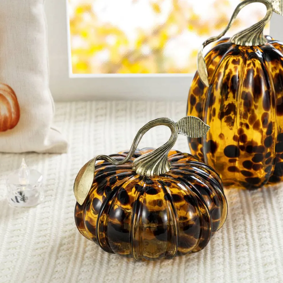 Glitzhome® Amber Dots Glass Pumpkin
