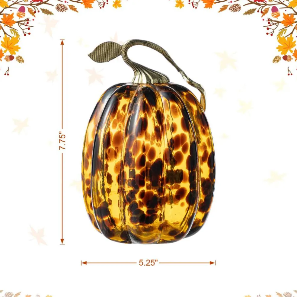 Glitzhome® Amber Dots Glass Pumpkin