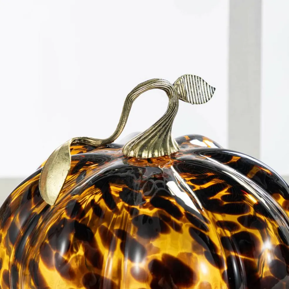 Glitzhome® Amber Dots Glass Pumpkin