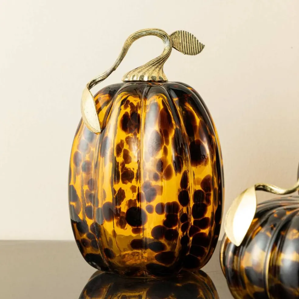 Glitzhome® Amber Dots Glass Pumpkin