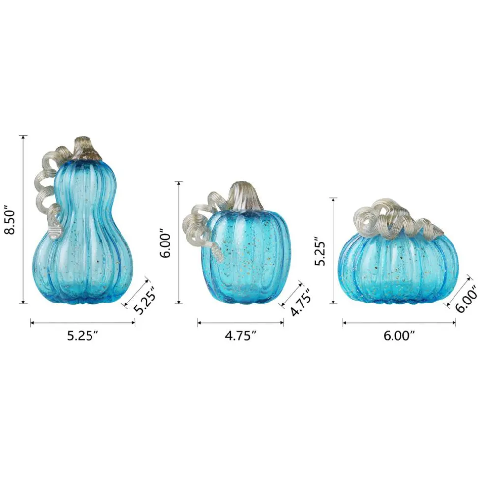 Glitzhome® Blue Glass Pumpkin Set