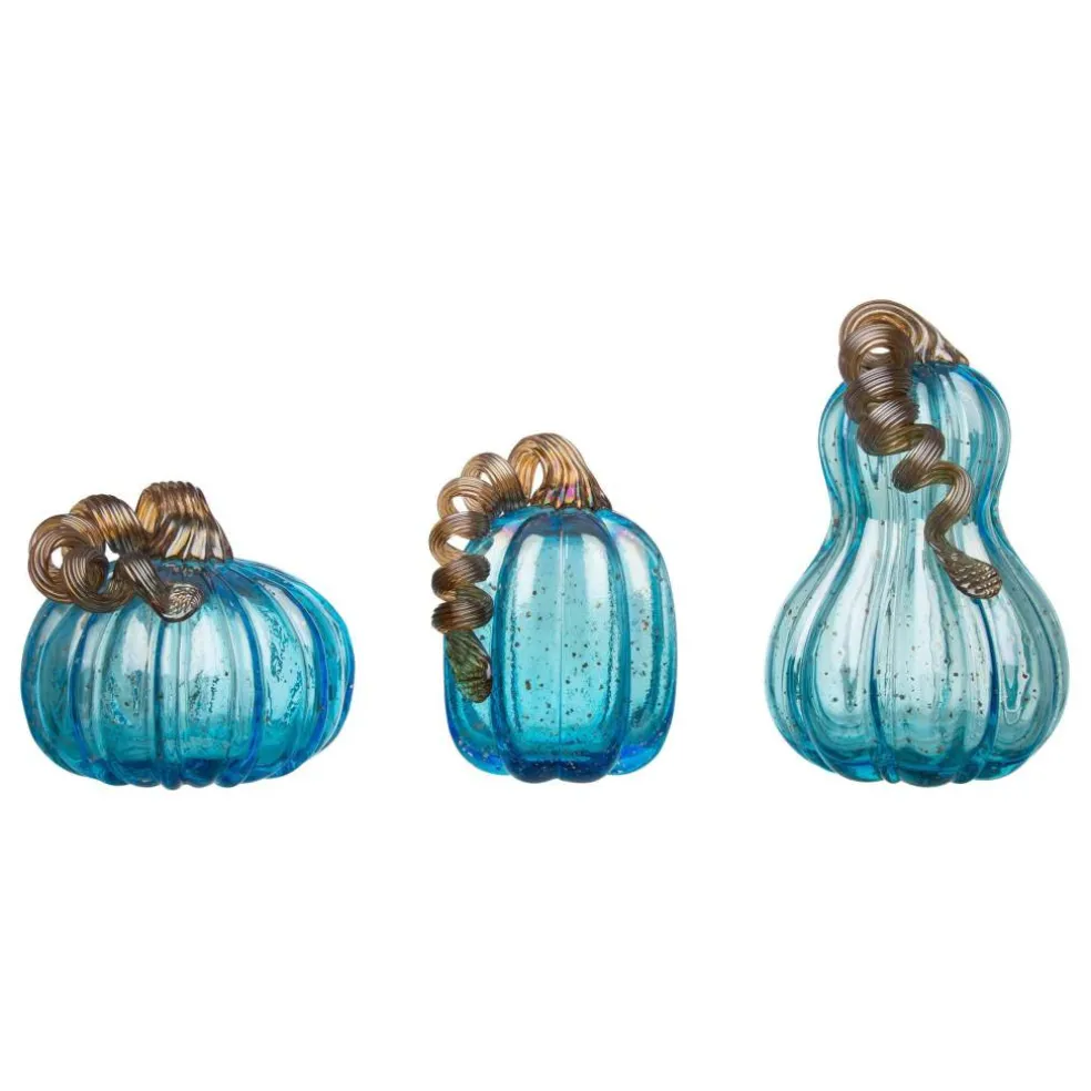 Glitzhome® Blue Glass Pumpkin Set