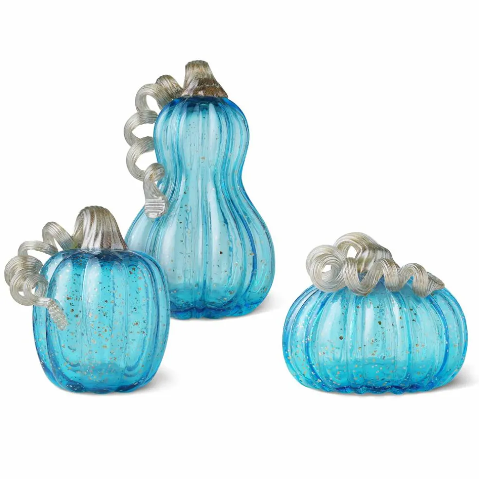 Glitzhome® Blue Glass Pumpkin Set