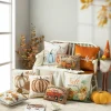 Glitzhome® Cotton Embroidered Pumpkin Pillow Cover