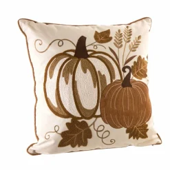 Glitzhome® Cotton Embroidered Pumpkin Pillow Cover