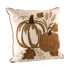 Glitzhome® Cotton Embroidered Pumpkin Pillow Cover