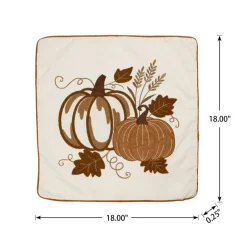 Glitzhome® Cotton Embroidered Pumpkin Pillow Cover
