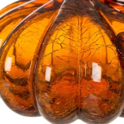 Glitzhome® Crackle Glass Pumpkin, Amber
