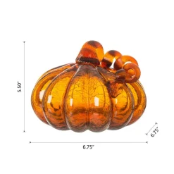 Glitzhome® Crackle Glass Pumpkin, Amber