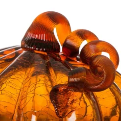 Glitzhome® Crackle Glass Pumpkin, Amber