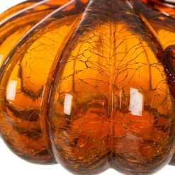 Glitzhome® Crackle Glass Pumpkin, Amber