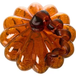 Glitzhome® Crackle Glass Pumpkin, Amber