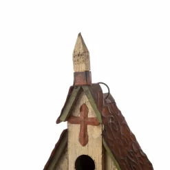 Glitzhome® Distressed Wooden Church Birdhouse