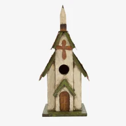 Glitzhome® Distressed Wooden Church Birdhouse