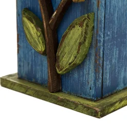 Glitzhome® Distressed Wooden Birdhouse with Leaves