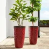 Glitzhome® 23.75" Eco-Friendly Honeycomb Textured Red Tall Plastic Planters, 2ct.