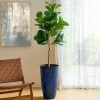 Glitzhome® 23.75" Eco-Friendly Honeycomb Textured Cobalt Blue Tall Plastic Planters, 2ct.