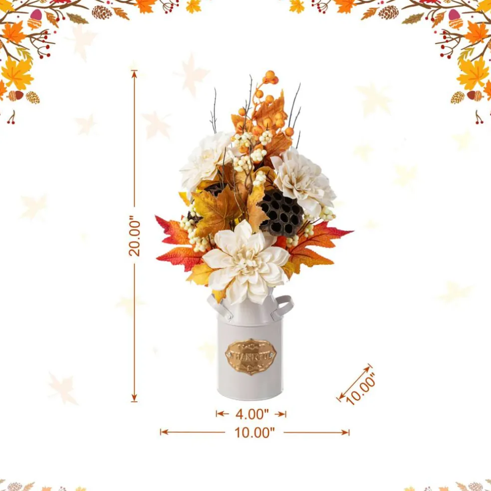 Glitzhome® 22" Fall Dahlia, Lotus Pod and Berry Centerpiece