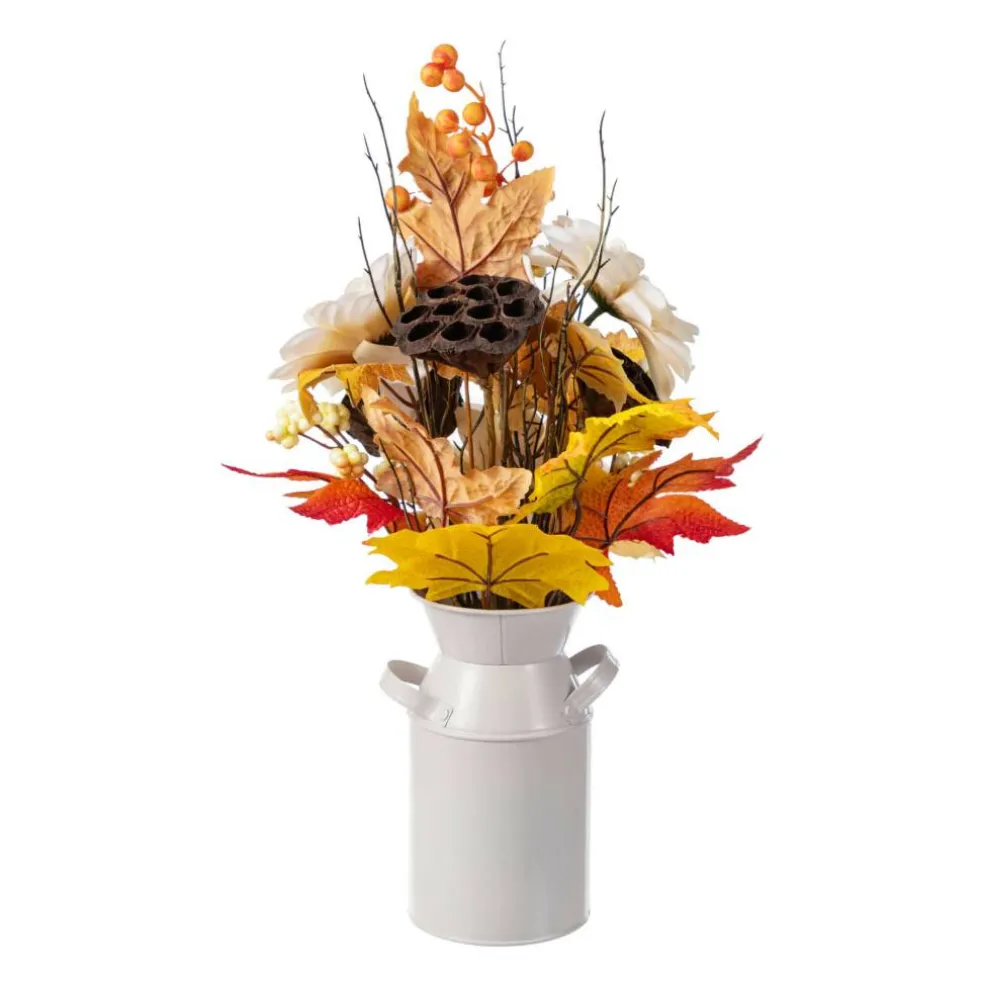 Glitzhome® 22" Fall Dahlia, Lotus Pod and Berry Centerpiece