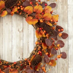 Glitzhome® 22" Fall Eucalyptus Berry Wreath