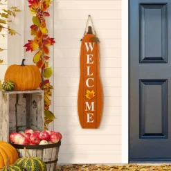 Glitzhome® 36" Fall & Halloween Reversible Wood Pumpkin Porch Sign