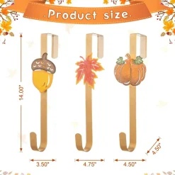 Glitzhome® 14" Fall Metal Acorn, Leaf & Pumpkin Wreath Hanger Set