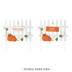 Glitzhome® Fall Metal Scarecrow, Pumpkin & Fence Yard Stake Set