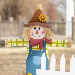 Glitzhome® Fall Metal Scarecrow, Pumpkin & Fence Yard Stake Set