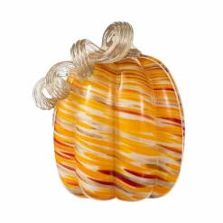 Glitzhome® Fall Multi Stripes Glass Pumpkin