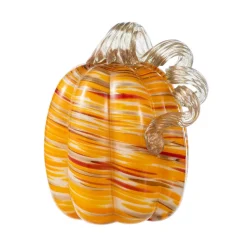 Glitzhome® Fall Multi Stripes Glass Pumpkin