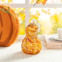 Glitzhome® 8.5" Fall Multi Stripes Glass Gourd