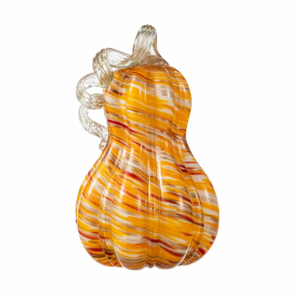 Glitzhome® 8.5" Fall Multi Stripes Glass Gourd