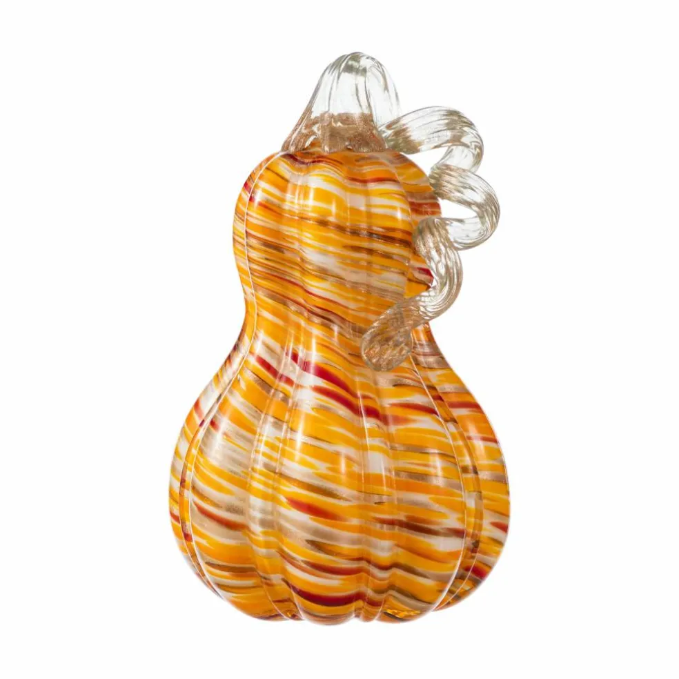 Glitzhome® 8.5" Fall Multi Stripes Glass Gourd