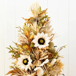 Glitzhome® 36" Fall Neutral Sunflower, Pumpkin and Leaf Porch Tree