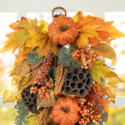 Glitzhome® 25" Fall Pumpkin Leaf Swag