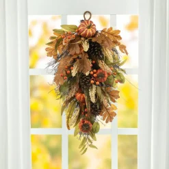 Glitzhome® 27" Fall Pumpkin Leaf Swag