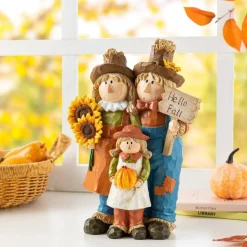 Glitzhome® 10.5" Fall Resin Scarecrow Family Table Decor