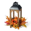 Glitzhome® 20" Fall Sunflower, Pinecone and Berry Wood Lantern Centerpiece