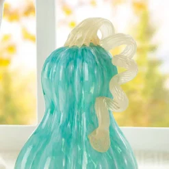 Glitzhome® 8.5" Fall Turquoise Glass Gourd