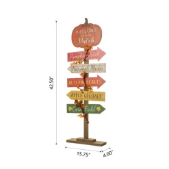 Glitzhome® 42.5" Fall Wooden Pumpkin Patch Porch Sign