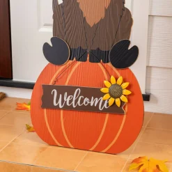 Glitzhome® 30" Fall Wood Highland Cow Porch Decor