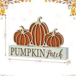 Glitzhome® 11.75" Fall Wood Pumpkin Patch Table Sign