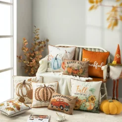 Glitzhome® Faux Burlap Pumpkin Pillow Cover