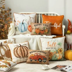Glitzhome® Faux Burlap Pumpkin Pillow Cover