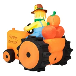 Glitzhome® 7ft. Fall Lighted Inflatable Tractor Décor