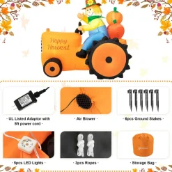 Glitzhome® 7ft. Fall Lighted Inflatable Tractor Décor